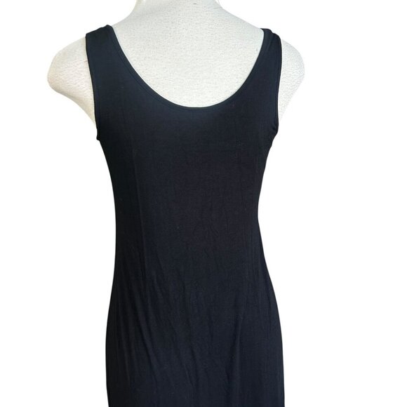 White & Warren Black Sleeveless Jersey Knit Maxi Dress Resort Casual Size Small - Picture 2 of 9